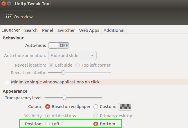 memindahkan unity launcher ke bawah