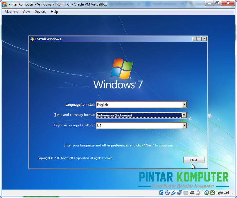 Tutorial Cara Menginstall Windows 7 di VirtualBox